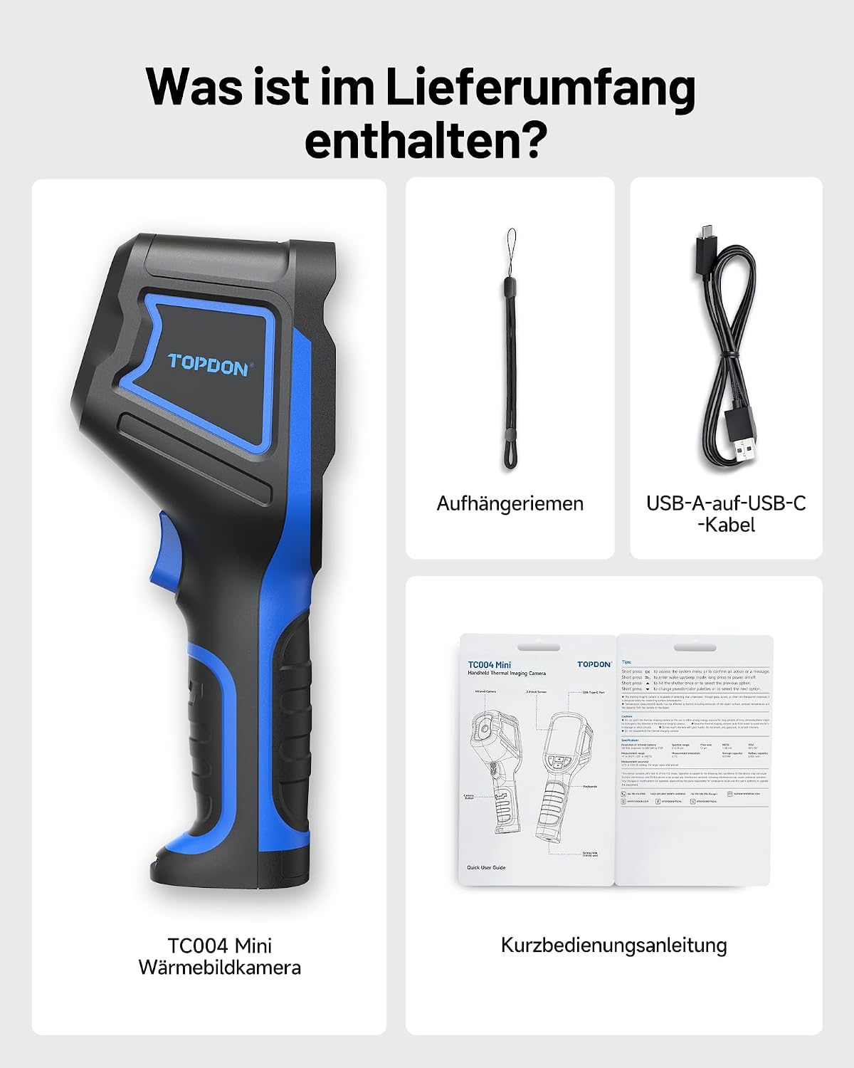 Wärmebildkamera TC004 Mini 240x240 IR 25Hz -20 bis 450°C 15h Akkulaufzeit Handheld