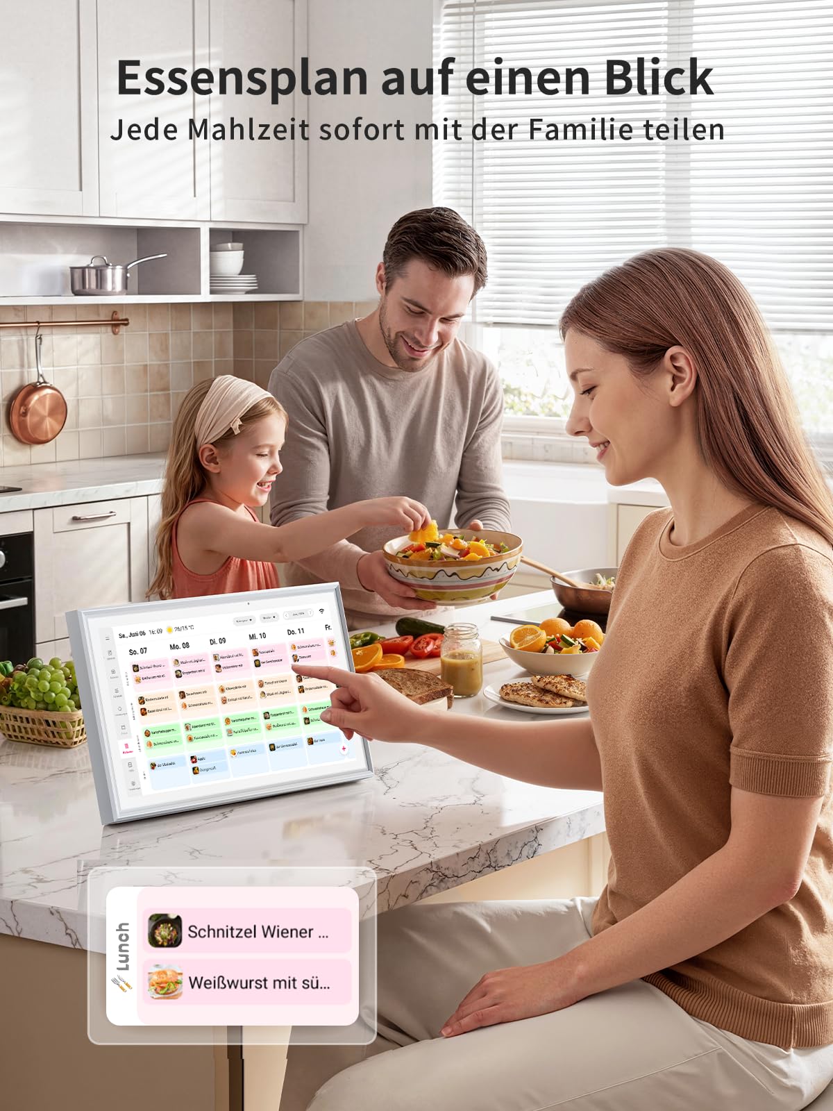 Digitaler Familienkalender DC01 10,1 Zoll Touchscreen 1080P mit Tages Wochen und Monatsplanung