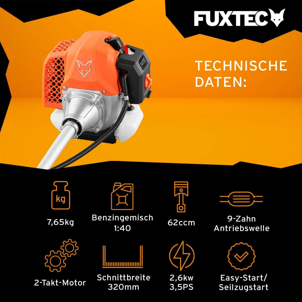 Benzin Motorsense Freischneider FX-MS162 62cc 3,5PS 2-Takt 32cm Schnittbreite Rasentrimmer