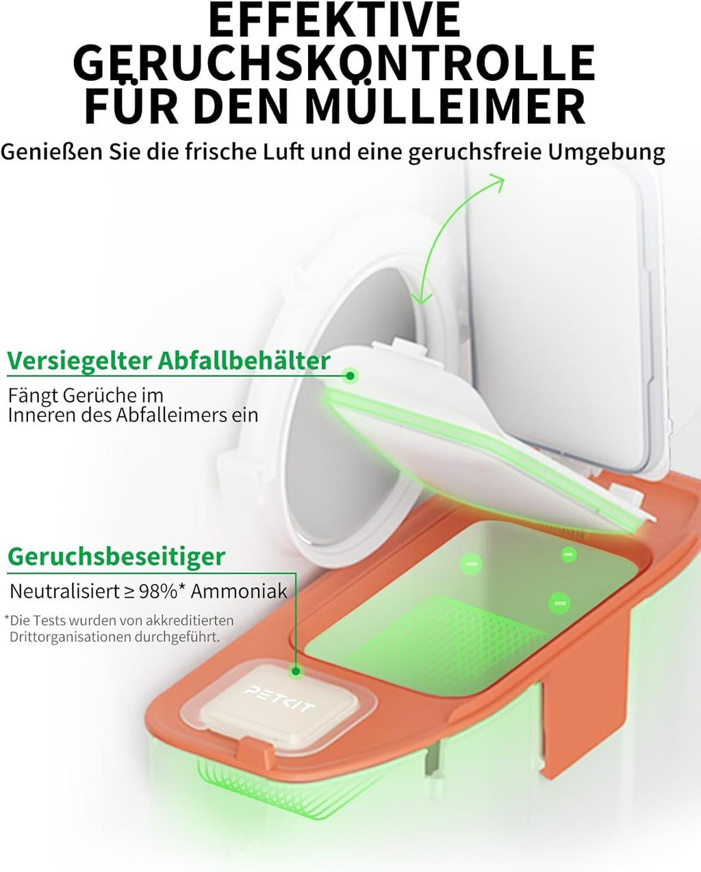 Selbstreinigende Katzentoilette Pura Max 2 76L mit App Steuerung und Geruchsbeseitigung für Mehrkatzenhaushalt Weiß