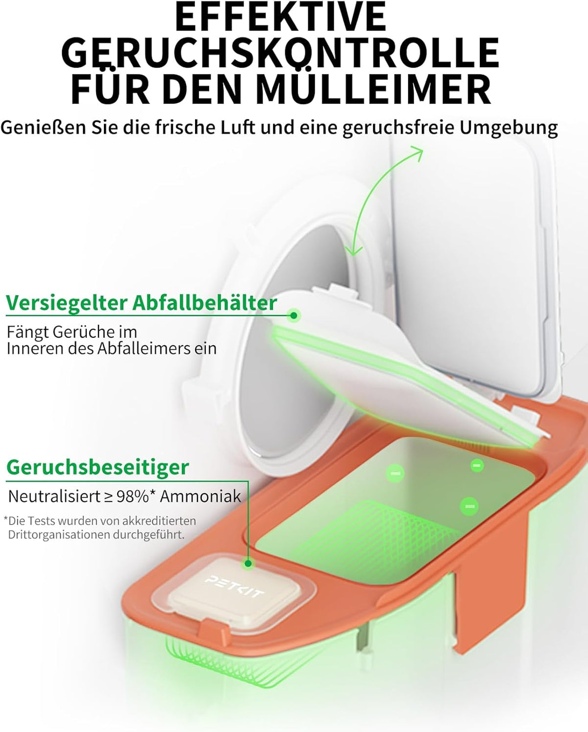 Selbstreinigende Katzentoilette Pura Max 2 76L mit App Steuerung und Geruchsbeseitigung für Mehrkatzenhaushalt Weiß