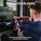 Gaming Rennlenkrad G29 mit 900° Lenkbereich Force Feedback Edelstahlpedalen und Leder-Lenkrad für PS5 PS4 PC Mac