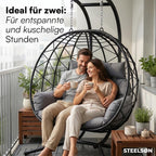 Hängesessel für 2 Personen P-SS-0063-18-01 XXL Hängestuhl mit Gestell und Sitzpolster höhenverstellbar faltbar bis 220 kg