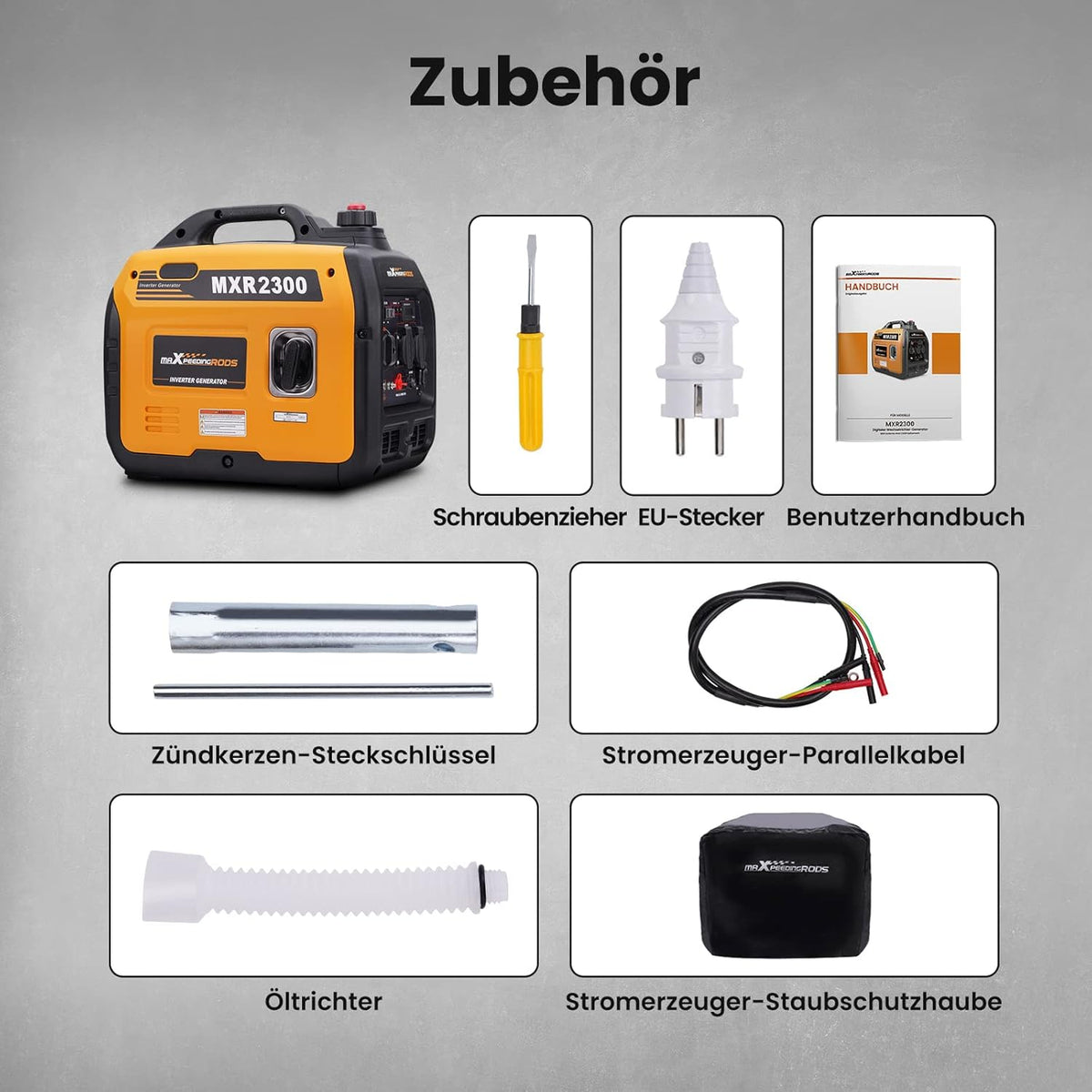 Inverter Stromerzeuger 2300W MXR2300 Benzin 4-Takt 230V USB tragbar leiser Generator Camping Wohnmobil Notstrom