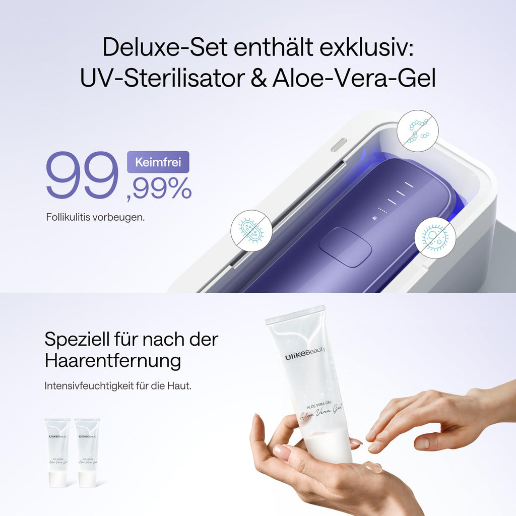 IPL Haarentfernungsgerät Air 3 Deluxe für Gesicht und Körper mit Saphir-Kühlung UV-Sterilisator und Aloe Vera Gel