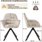 Drehbare Esszimmerstühle 6er Set 360 Grad drehbar Armlehne Leinen Metallgestell JOD01370AAA-6