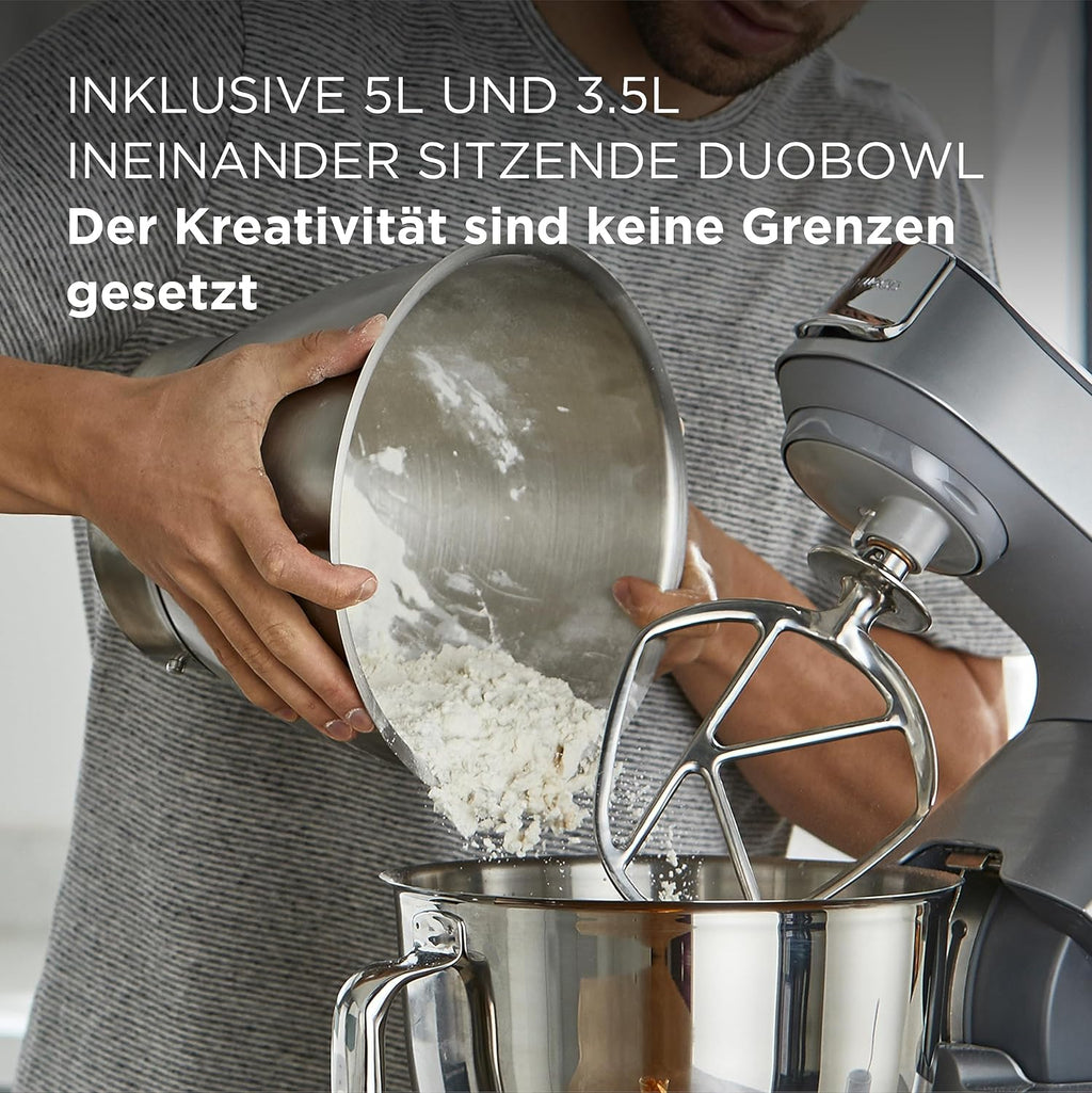 Küchenmaschine Titanium Chef Baker KVC85.004SI mit integrierter Waage 1200W 5L und 3,5L Schüsseln Patisserie-Set