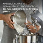Küchenmaschine Titanium Chef Baker KVC85.004SI mit integrierter Waage 1200W 5L und 3,5L Schüsseln Patisserie-Set