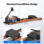 Wasser-Rudergerät MR-R28 Klappbar aus Gummibaumholz Wasserwiderstand LCD-Display 180 kg Belastbarkeit