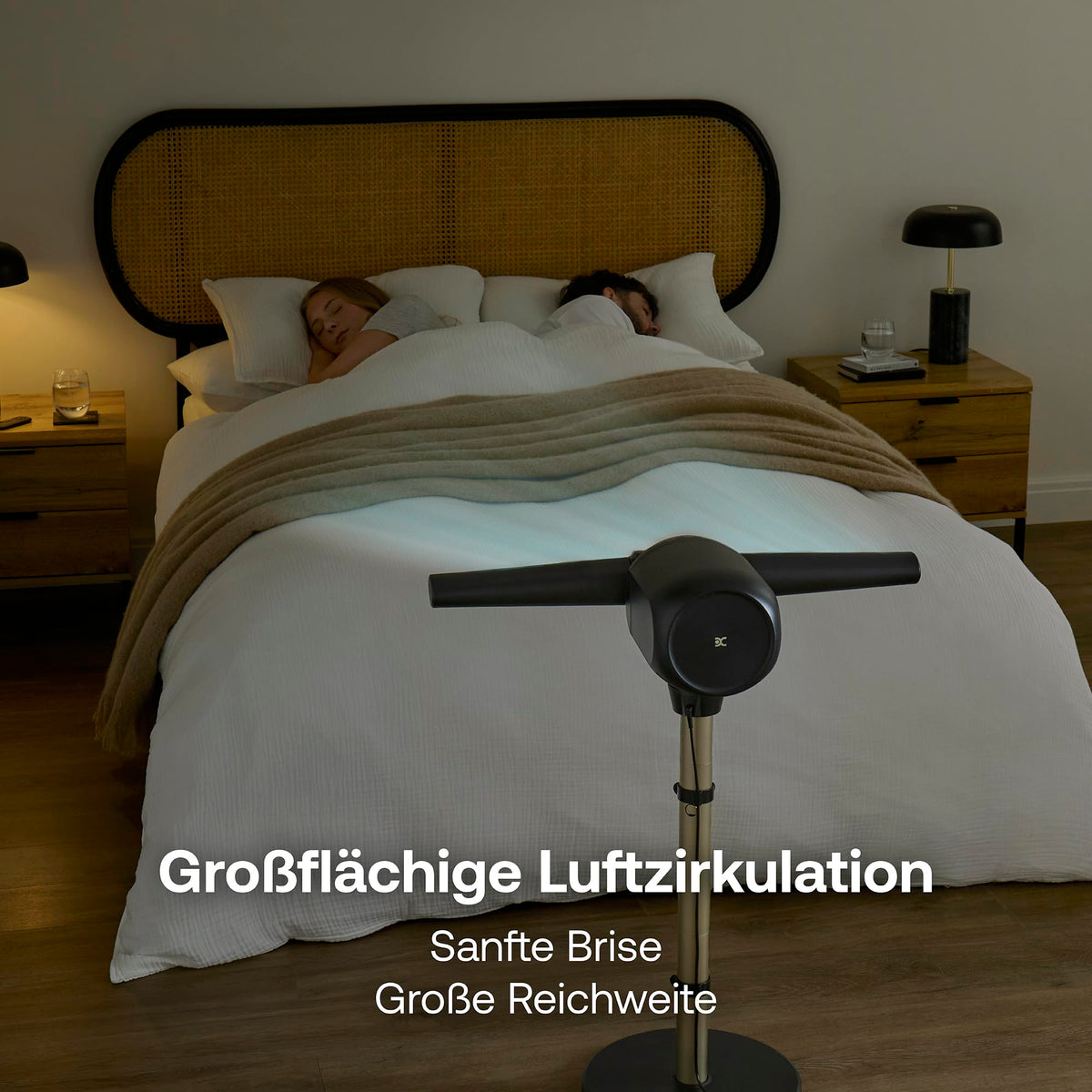 Flügelloser Standventilator FlexBlade 48 W mit 5 Stufen 36 dB 180° Luftauslässen 90° Oszillation 10-Stunden-Timer und Fernbedienung