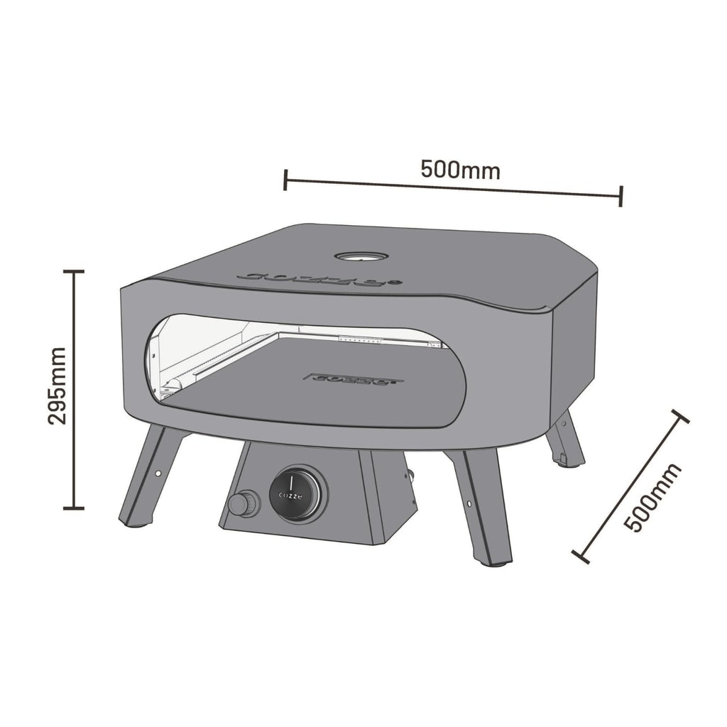 Pizzaofen Gas 13 Zoll 6 kW 50 mbar Modell 90860 mit Regulator und Pizzastein 50 x 50 x 29,5 cm