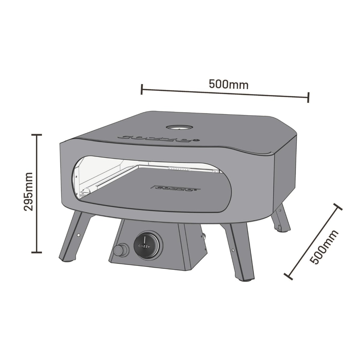 Pizzaofen Gas 13 Zoll 6 kW 50 mbar Modell 90860 mit Regulator und Pizzastein 50 x 50 x 29,5 cm