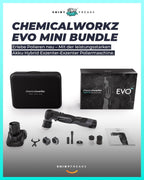 Akku Poliermaschine EVO Mini 25-teiliges Set mit Exzenter und Rotation Akkus Adaptern Polierpads und Zubehör
