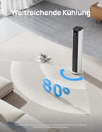 Turmventilator Verdunstungskühler 110 cm 4 Geschwindigkeiten 4 Modi App Steuerung 80° Oszillation 12h Timer DR-HEC002S