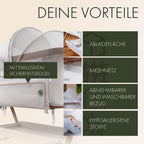 Baby Beistellbett mit Rollen 3 in 1 höhenverstellbar für Boxspringbett Reisebett Wiegefunktion 93 x 58 x 82 cm bis 9 kg