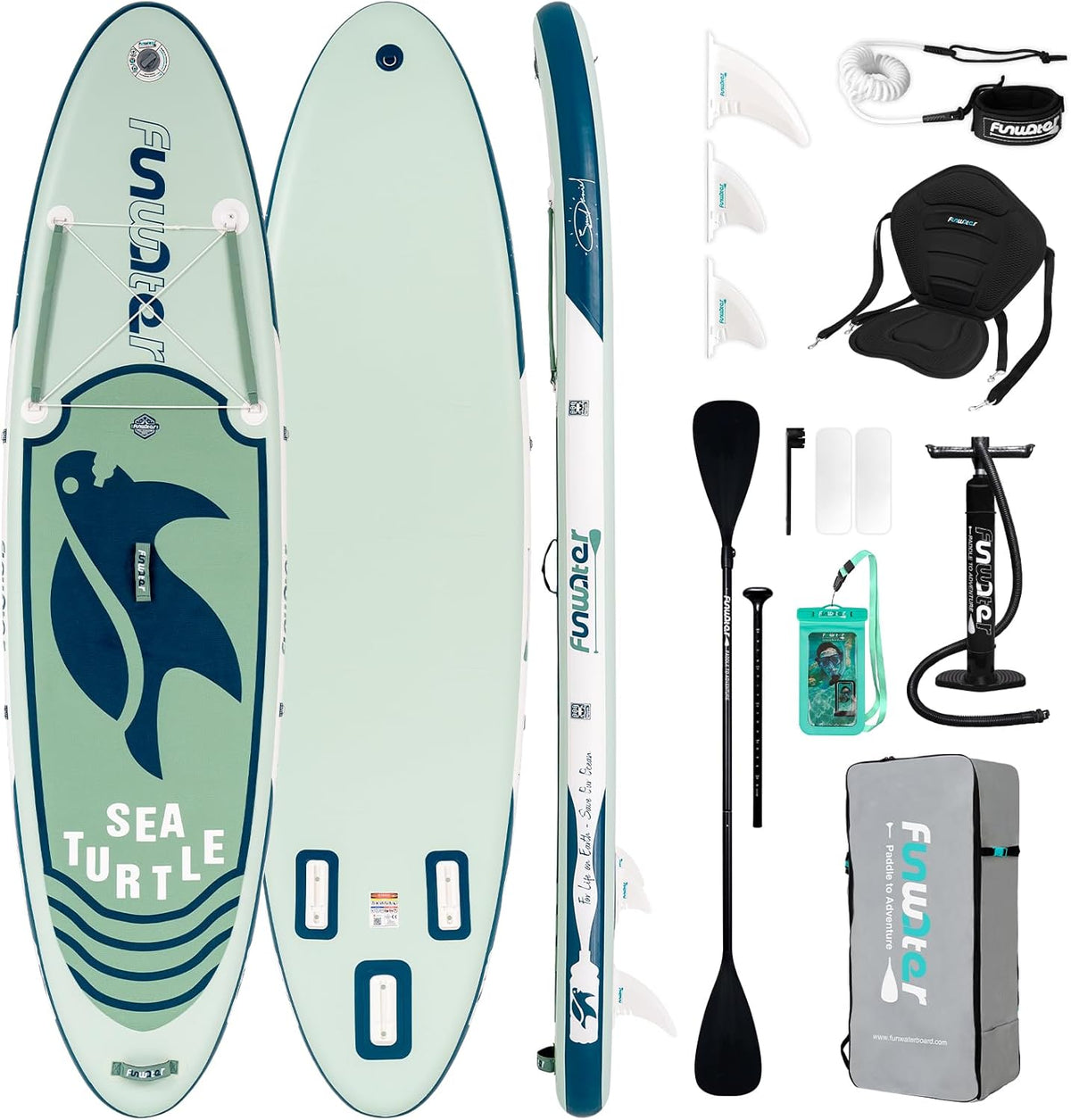 Stand Up Paddle Board 320 cm SUP aufblasbar für 1–2 Personen mit Zubehör Set PVC Doppelkammer stabil