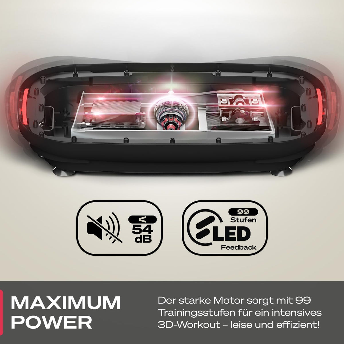 Vibrationsplatte VP275 3D mit 99 Intensitätsstufen LED Display App Steuerung Trainingsbändern und 120 kg Belastbarkeit