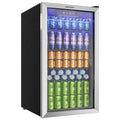 Getränkekühlschrank JC-90VEL-F 90L für 126 Dosen mit Glastür digitaler Temperaturregelung 4 verstellbaren Ablagen Silber