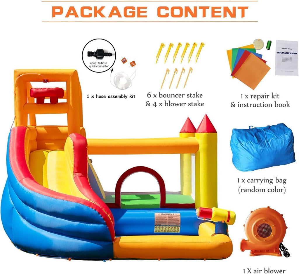 Aufblasbare Hüpfburg Wasserrutsche mit Gebläse 320x280x232 cm Kinder Outdoor Wasserpark Spielplatz