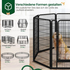 Welpenauslauf Metall 16-teilig 100 cm hoch 2 Türen Faltbar mit automatischer Verriegelung schwarz