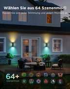 Outdoor UpDown LED Wandleuchten 2er Pack RGBICWW 1400 lm 2700K–6500K IP66 WLAN Bluetooth Matter kompatibel