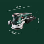 Exzenterschleifer SXE 450 TurboTec 350 W 14000 U/min 150 mm Duo-Schwingkreisverstellung Vario-Elektronik TurboBoost mit Staubbeutel