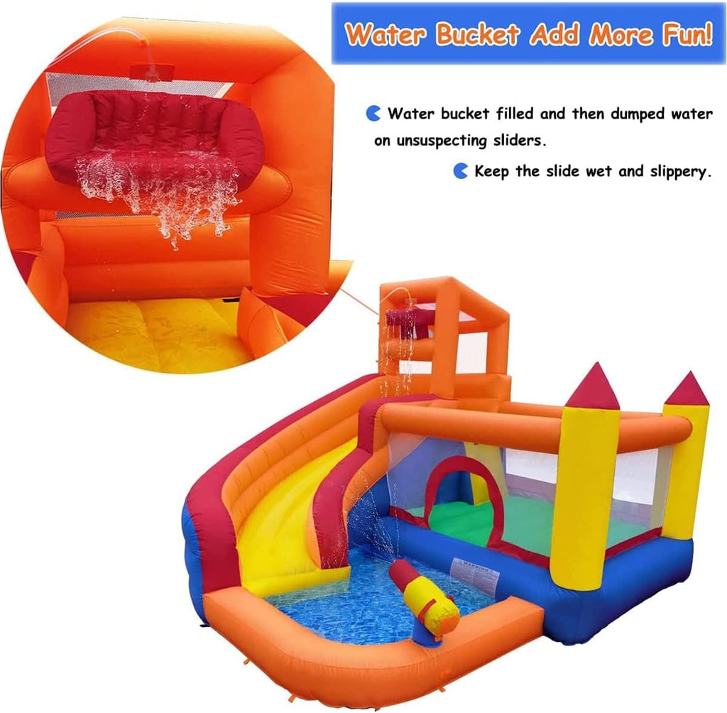 Aufblasbare Hüpfburg Wasserrutsche mit Gebläse 320x280x232 cm Kinder Outdoor Wasserpark Spielplatz