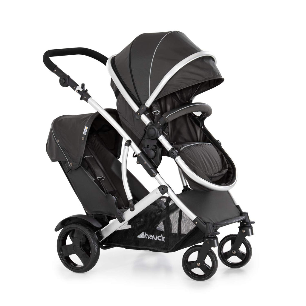 Geschwisterwagen Duett 2 Tandem Kinderwagen mit Babywanne und Sportsitz 2 Sitze bis 15 kg höhenverstellbar inkl Regenschutz