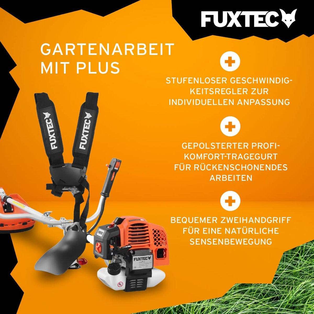 Benzin Motorsense Freischneider FX-MS162 62cc 3,5PS 2-Takt 32cm Schnittbreite Rasentrimmer