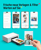 Fotodrucker 10x15 cm tragbar DHP513 Farbstoffsublimation 300 DPI WLAN USB kompatibel mit Smartphone PC inkl Fotopapier und Patrone