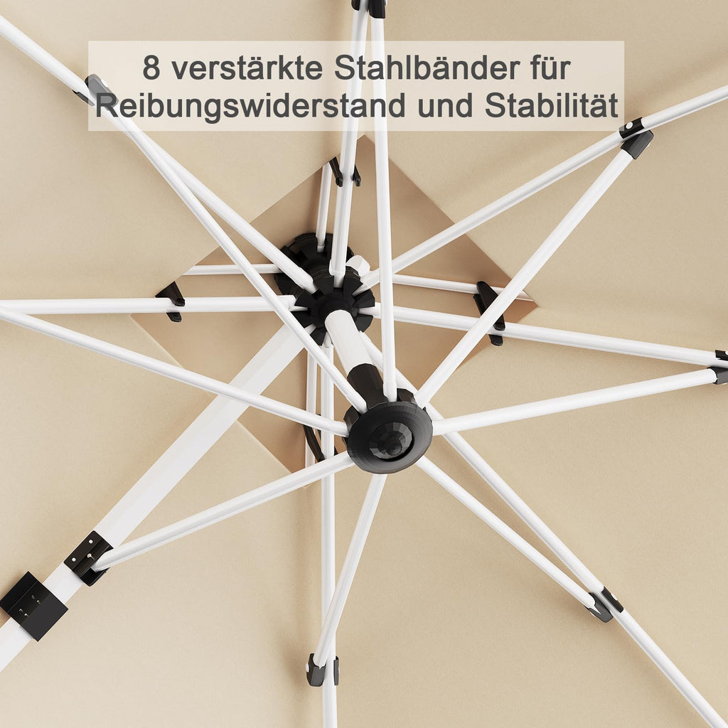 Ampelschirm 300x400 cm Alu Doppel Vordach UV50+ wasserabweisend mit Kurbel 360° Rotation