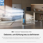 Nebel Turmventilator TurboCool 765S mit Ultraschall WLAN App-Steuerung 6L Tank 90° Oszillation