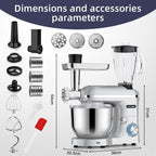 3 in 1 Küchenmaschine 2000W 5,5L Schüssel mit Fleischwolf und 1,5L Mixer 6 Geschwindigkeiten SM-1518BM