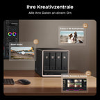 4-Bay NAS DXP4800 GT mit AMD Ryzen R2514 8GB DDR4 Dual 10GbE 4K HDMI 2x M.2 NVMe und U.2 Steckplätzen