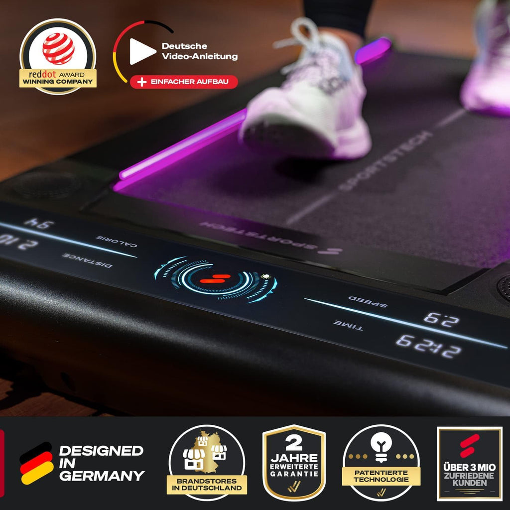 Walking Pad Laufband klappbar sWalk 8 km/h 7,5% Steigung bis 120 kg LCD Display App