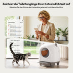 Automatische Katzentoilette 90L selbstreinigend mit App-Steuerung Sicherheitssensoren 8,5L Abfallbehälter für mehrere Katzen
