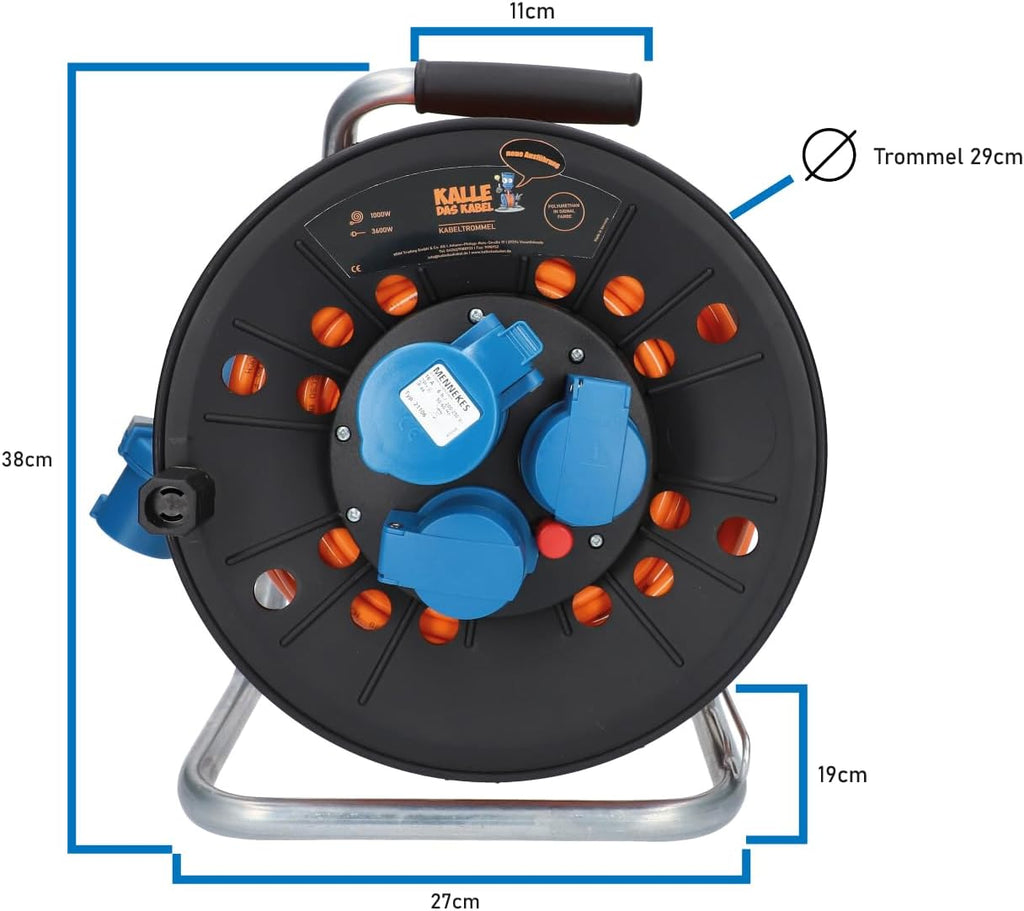 CEE Campingkabeltrommel EXTREME SIGNAL V116885 25 m H07BQ-F 3G 2,5 mm² mit Winkelkupplung und Adapterleitung IP44