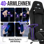 Gamingstuhl aus Stoff mit Fußstütze 4D Armlehnen Memory Foam Kissen und 150 kg Belastbarkeit