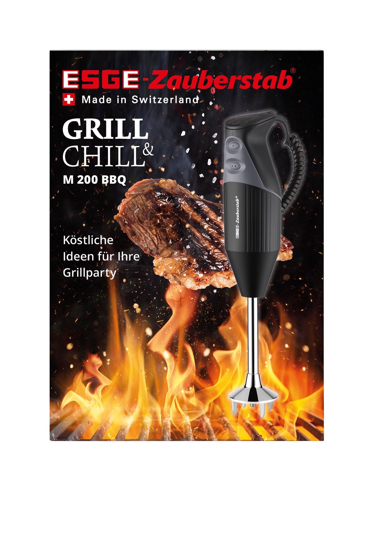 Stabmixer M200 BBQ 98215 200 W 2 Geschwindigkeitsstufen mit Zerkleinerer und Zubehör Set