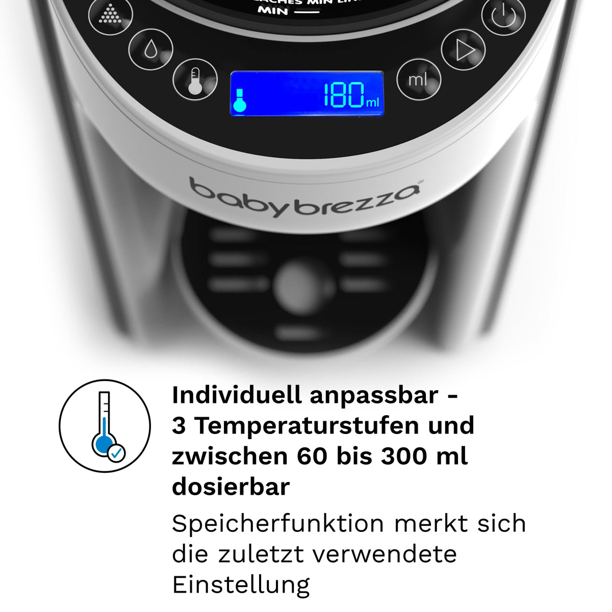 Automatischer Flaschenzubereiter Formula Pro Advanced für Milchpulver und Wasser 3 Temperaturen 60–300 ml LCD-Display Weiß Schwarz