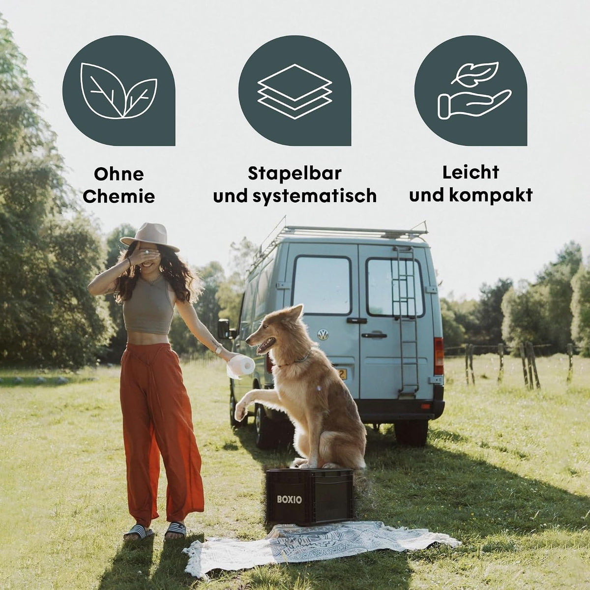 Camping Trockentrenntoilette Max+ 40 x 30 x 28 cm mit Sitzerhöhung Urinkanister Beuteln und Hanfstreu