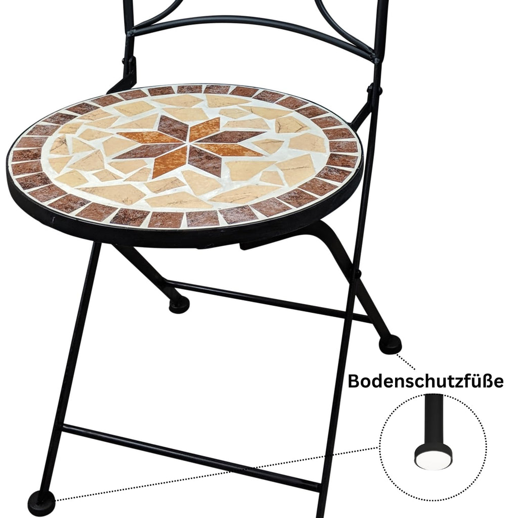 Mosaiktisch 2 Stühle Mosaik Sitzgarnitur Bistrotisch Sitzgruppe Balkonset Balkonmöbel