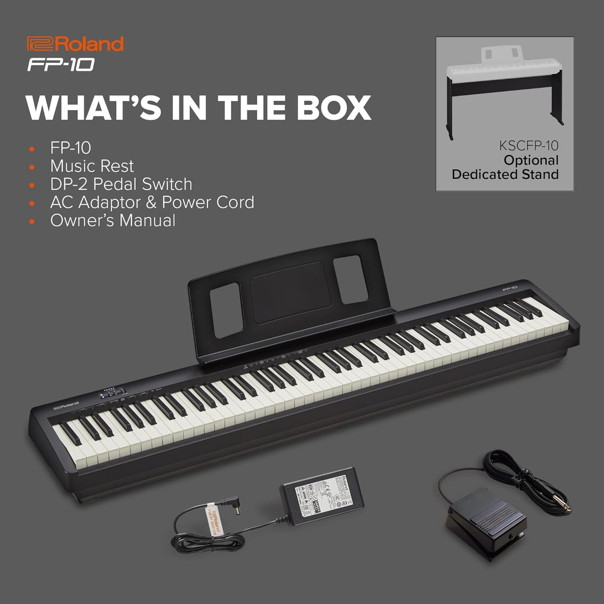 Digital Piano 88 Tasten FP-10 SuperNATURAL Sound Bluetooth MIDI USB Anschluss Home Keyboard Schwarz
