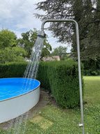 Gartendusche Aussendusche Pooldusche Edelstahl Nickel gebürstet 360° schwenkbarer Duschkopf 2 Strahlarten Antikalkdüsen