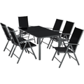 Gartenmöbel Set 402166 Aluminium mit Glastisch wetterfest 6 Klappstühle 6 Sitzplätze Anthrazit