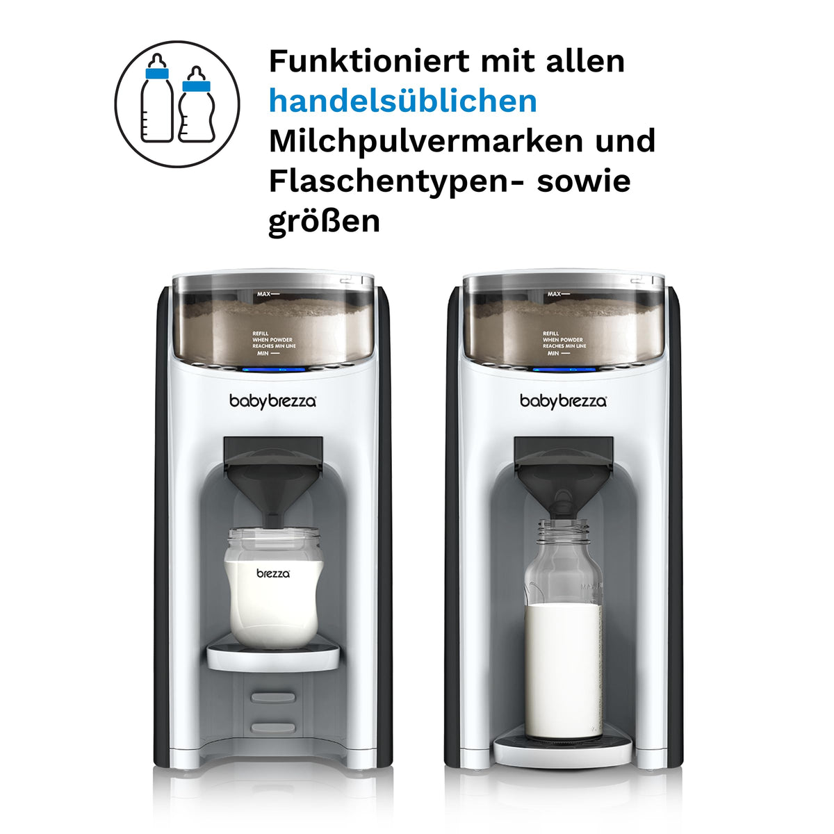 Automatischer Flaschenzubereiter Formula Pro Advanced für Milchpulver und Wasser 3 Temperaturen 60–300 ml LCD-Display Weiß Schwarz