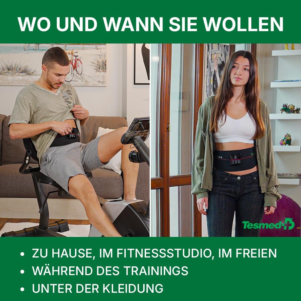 EMS Bauchmuskeltrainer Gürtel Absolute 15 Programme kabellos wiederaufladbar zentrale und seitliche Muskelstimulation