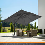 Rechteckiger Ampelschirm RHODOS GRANDE 400 x 300 cm aus Polyester mit Aluminiumgestell Kurbel 360° drehbar Anthrazit