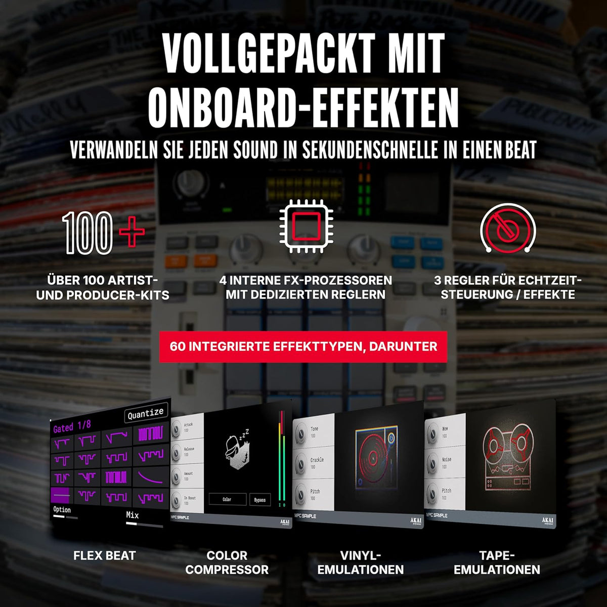 Standalone Sampler Sequenzer und Effektprozessor MPCSAMPLE mit Akku USB-C integriertem Lautsprecher und Mikrofon