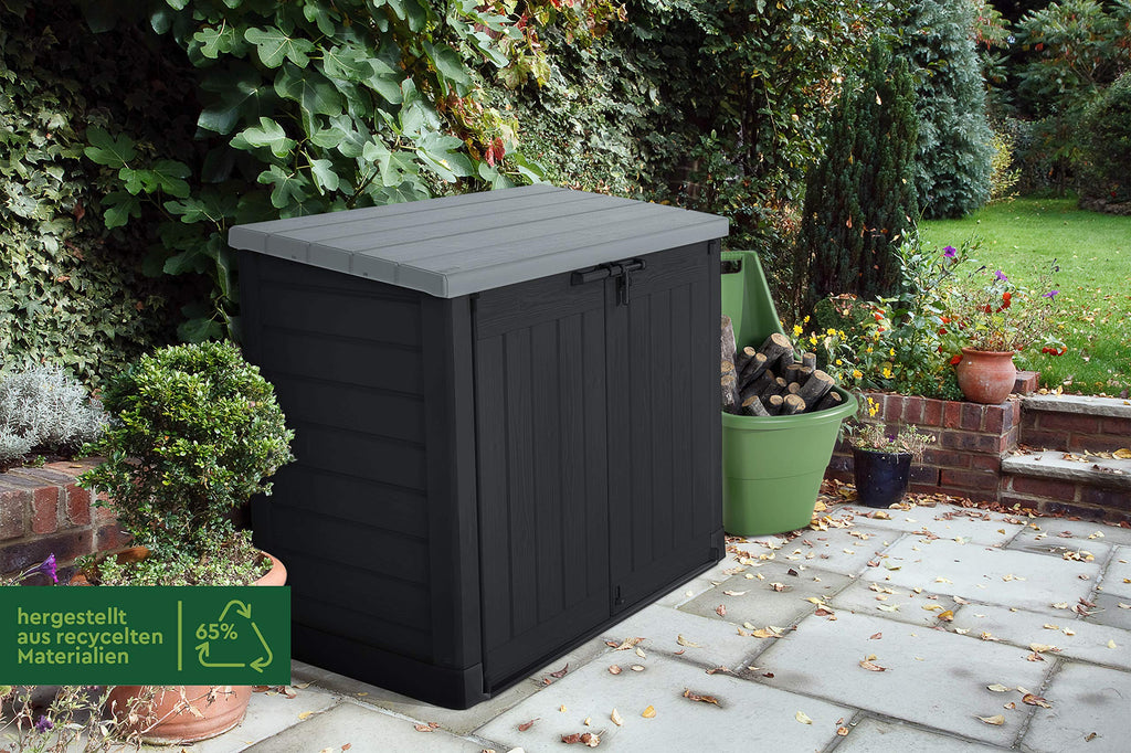 Mülltonnenbox Store it Out Max 1200L für 2 Mülltonnen bis 240L mit Bodenplatte und Regalhalter